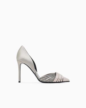 Giorgio Armani Rhinestone And Satin Court Shoes - White