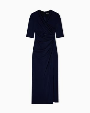 Giorgio Armani Viscose Milano-Stitch Midi Dress - Blue