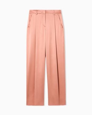 Giorgio Armani Silk Double Satin Single-Pleat Pants - Pink