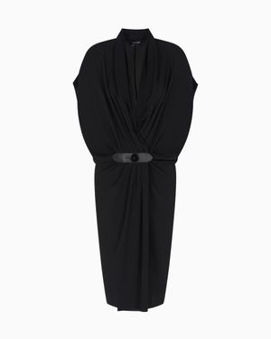Giorgio Armani Silk Triple Georgette Midi Dress - Black