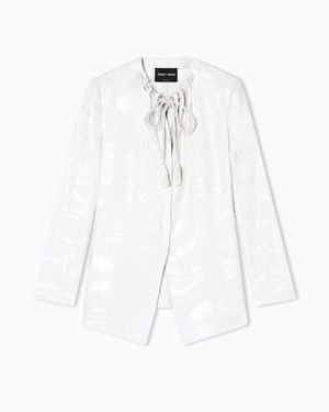 Giorgio Armani Moiré Linen Jacket - White