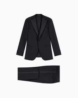 Giorgio Armani Pure Wool, Half-Canvassed, Slim-Fit Tuxedo From The Soho Line - Black
