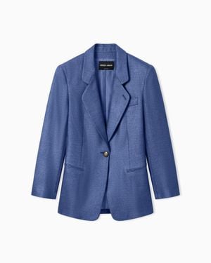 Giorgio Armani Silk And Wool Single-Breasted Jacket - Blue