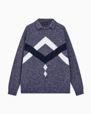 Giorgio Armani Sweater Oversized Intarsia - Blue