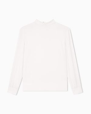 Giorgio Armani Shirt Cashmere Regular Fit Silk Triple Georgette - White