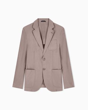 Giorgio Armani Single-Breasted Patch-Pocket Blazer - Brown