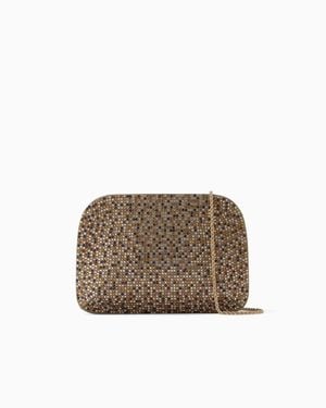 Giorgio Armani La Prima Satin And Rhinestone Clutch Bag - Brown