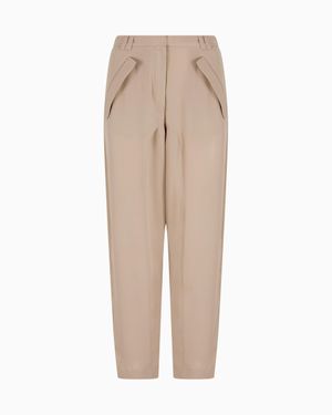 Giorgio Armani Triple Silk Georgette Straight Pants - Natural