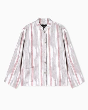 Giorgio Armani Jacquard Linen And Viscose Jacket - Gray