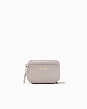 Giorgio Armani Leather Mini Wraparound-Zip Wallet - White