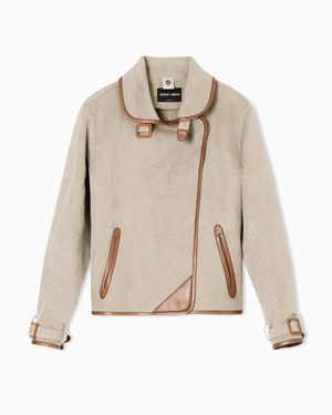 Giorgio Armani Hemp, Viscose And Cotton Cavalry Pea Coat - Natural
