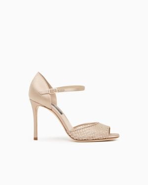 Giorgio Armani Satin And Rhinestone Heeled Sandals - White