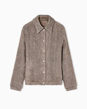 Giorgio Armani Woven Lambskin Suede Blouson - Brown