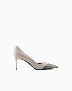 Giorgio Armani Leather, Patent And Pvc Court Shoes - White