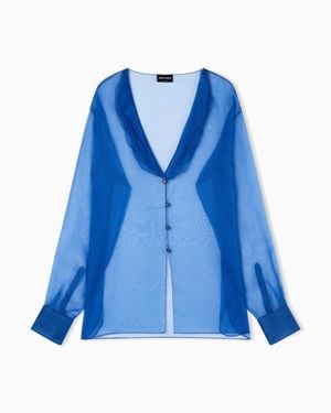 Giorgio Armani Silk-Organza Shirt - Blue