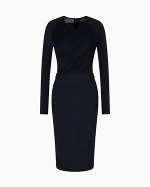 Giorgio Armani Lyocell Jersey Midi Dress - Blue