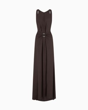 Giorgio Armani Long Triple Silk Georgette Dress - Purple