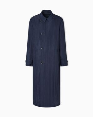 Giorgio Armani Double-Breasted Trench Coat - Blue