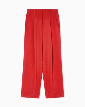Giorgio Armani Single-Pleat Washed Silk Crêpe Pants - Red