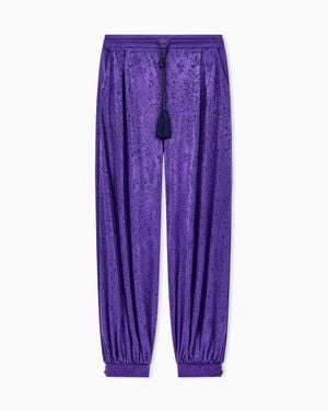 Giorgio Armani Viscose Jersey Pants With Rhinestones - Purple