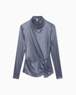 Giorgio Armani Viscose Jersey Long-Sleeved Sweater - Blue
