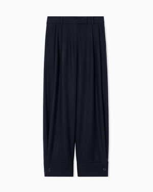 Giorgio Armani For Alanui Pure Virgin Wool Pants With Pleats - Blue