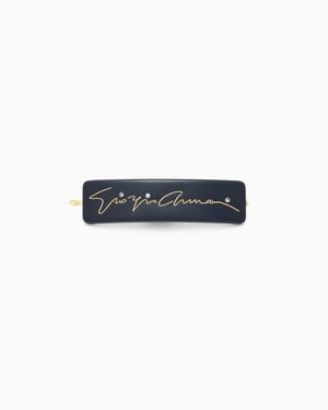 Giorgio Armani Hair Clip With Signature Logo - Blue