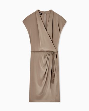 Giorgio Armani Silk Blend Crepe Dress - Natural