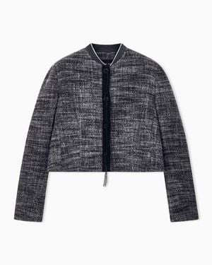 Giorgio Armani Blazer Slim Textured Llama Wool Horn Buttons - Blue