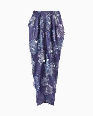 Giorgio Armani Long Skirt With Mandala Print And Embroidery - Blue