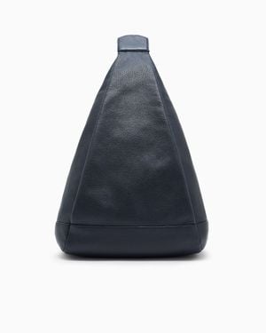 Giorgio Armani Pebbled Leather Sack Backpack - Blue