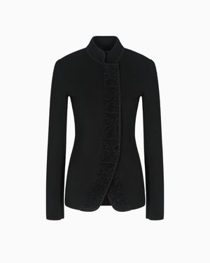 Giorgio Armani Viscose Ottoman Single-Breasted Jacket - Black