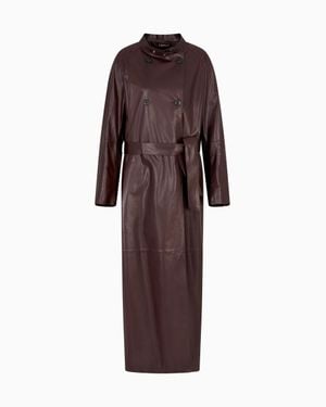 Giorgio Armani Nappa Leather Trench Coat - Brown