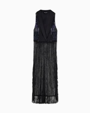Giorgio Armani Dress With Lapels And Embroidered Skirt - Multicolor