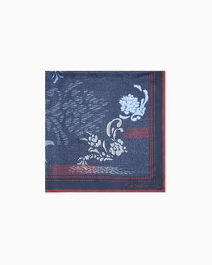 Giorgio Armani Silk Scarf With Floral And Abstract Pattern - Blue