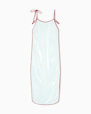 Giorgio Armani Silk And Cotton Midi Dress With Sequins - White