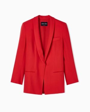 Giorgio Armani Asv Virgin-Wool Single-Breasted Jacket - Red