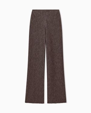Giorgio Armani Trouser Wide-Leg Virgin Wool Jersey With Back Zip - Brown