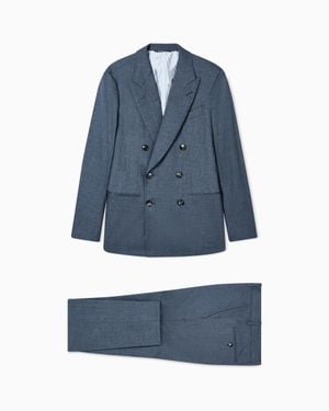 Giorgio Armani Napoli Line Double-Breasted Suit - Blue
