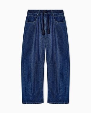 Giorgio Armani Five-Pocket, Stretch Cotton-Denim Pants With Belt Denim Collection - Blue