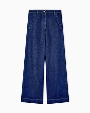Giorgio Armani Stretch-Cotton Denim Wide-Leg Pants Denim Collection - Blue