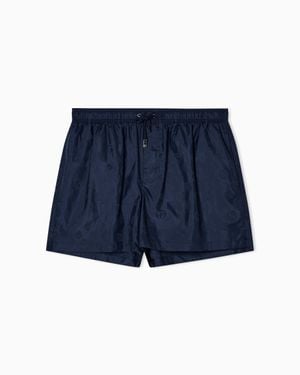 Giorgio Armani Monogram Swim Trunks - Blue