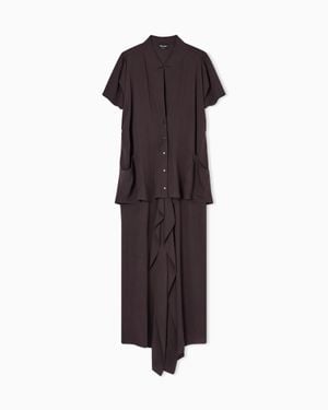 Giorgio Armani Long Triple Silk Georgette Dress - Brown