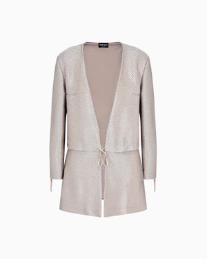 Giorgio Armani Raffia-Effect Cotton And Viscose Jacket - Gray