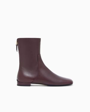 Giorgio Armani Leather Ankle Boots - Purple