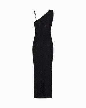Giorgio Armani Silk Long Dress With Rhinestone Embroidery - Black