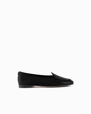 Giorgio Armani Textured Patent-Leather Loafers - White
