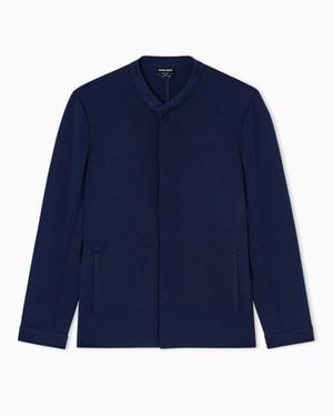 Giorgio Armani Cashmere Double Jersey Shirt Jacket - Blue
