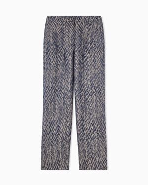 Giorgio Armani Viscose Pants With Chevron Jacquard - Blue