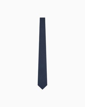 Giorgio Armani Pure Silk Polka-Dot Jacquard Tie - Blue